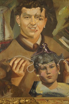 "Regression and Development", Surrealist Portrait, Collage, Acrylic Painting