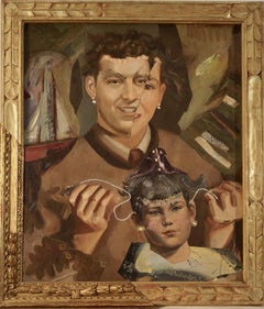 "Regression and Development", Surrealist, Portrait, Collage, Acrylic Painting
