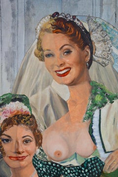 "Matrimonio con colpo di pistola", Ritratto contemporaneo, Verde, Collage, Pittura acrilica