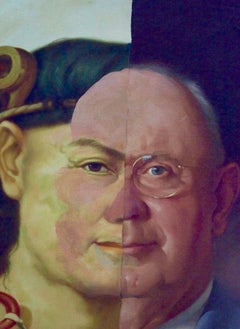 "El Ego y el Id", Retrato Contemporáneo, Rojo, Collage, Pintura Acrílica