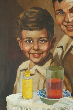 "The Two Dummies", surréaliste, brown, tan, grey, mixed media, peinture acrylique.