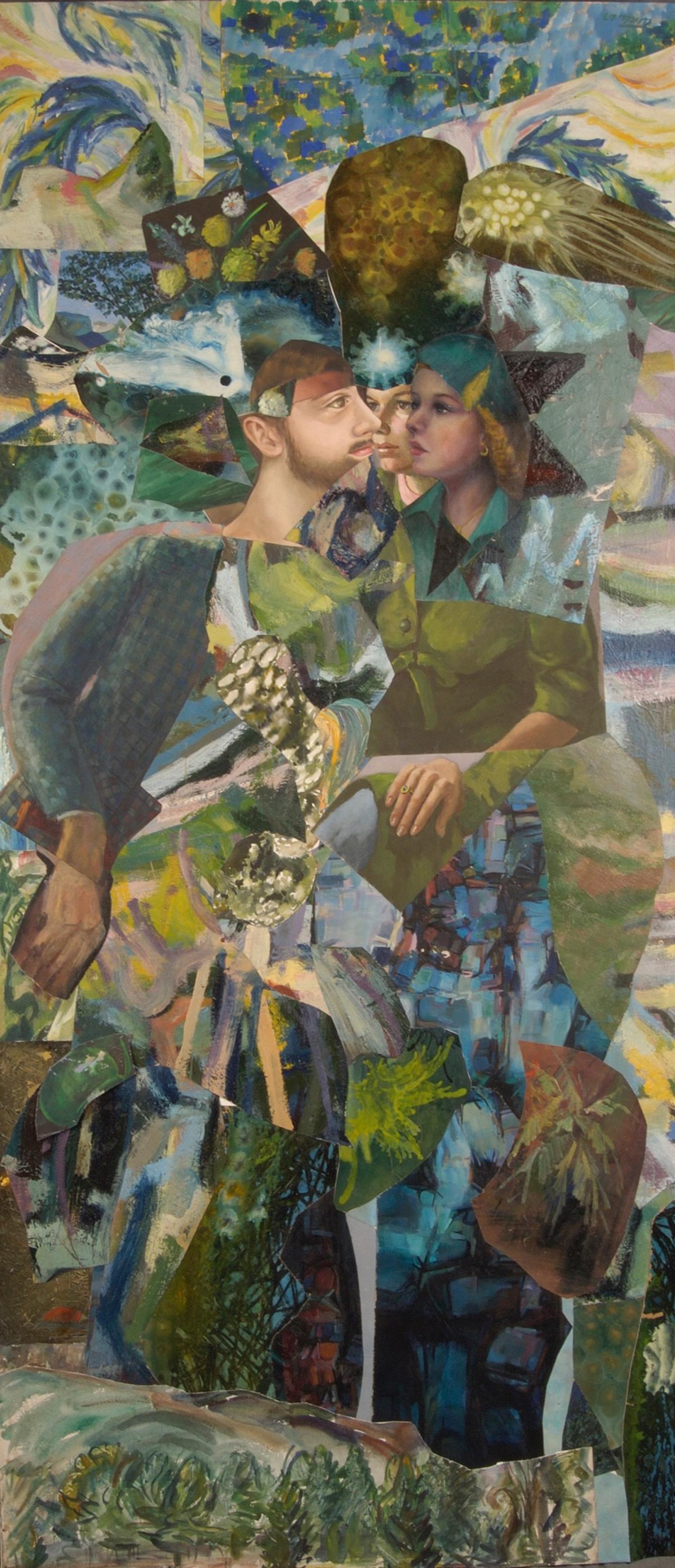 «oughts of the Great Outdoors » (Thoughts of the Great Outdoors), acrylique, techniques mixtes, collage, peinture - Mixed Media Art de John Baker