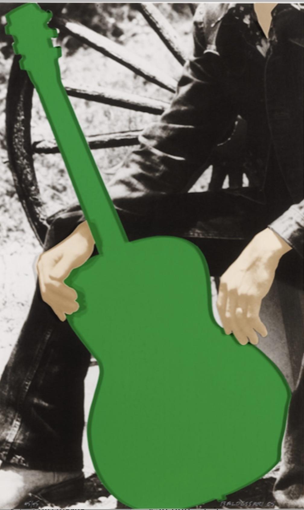 Person with Guitar (Green) - Painting by John Baldessari