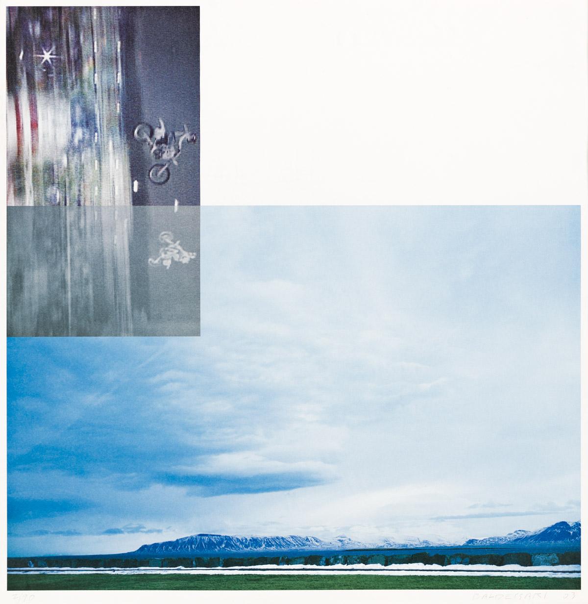 Print de John Baldessari - Motociclistas dobles y paisaje (islandés)