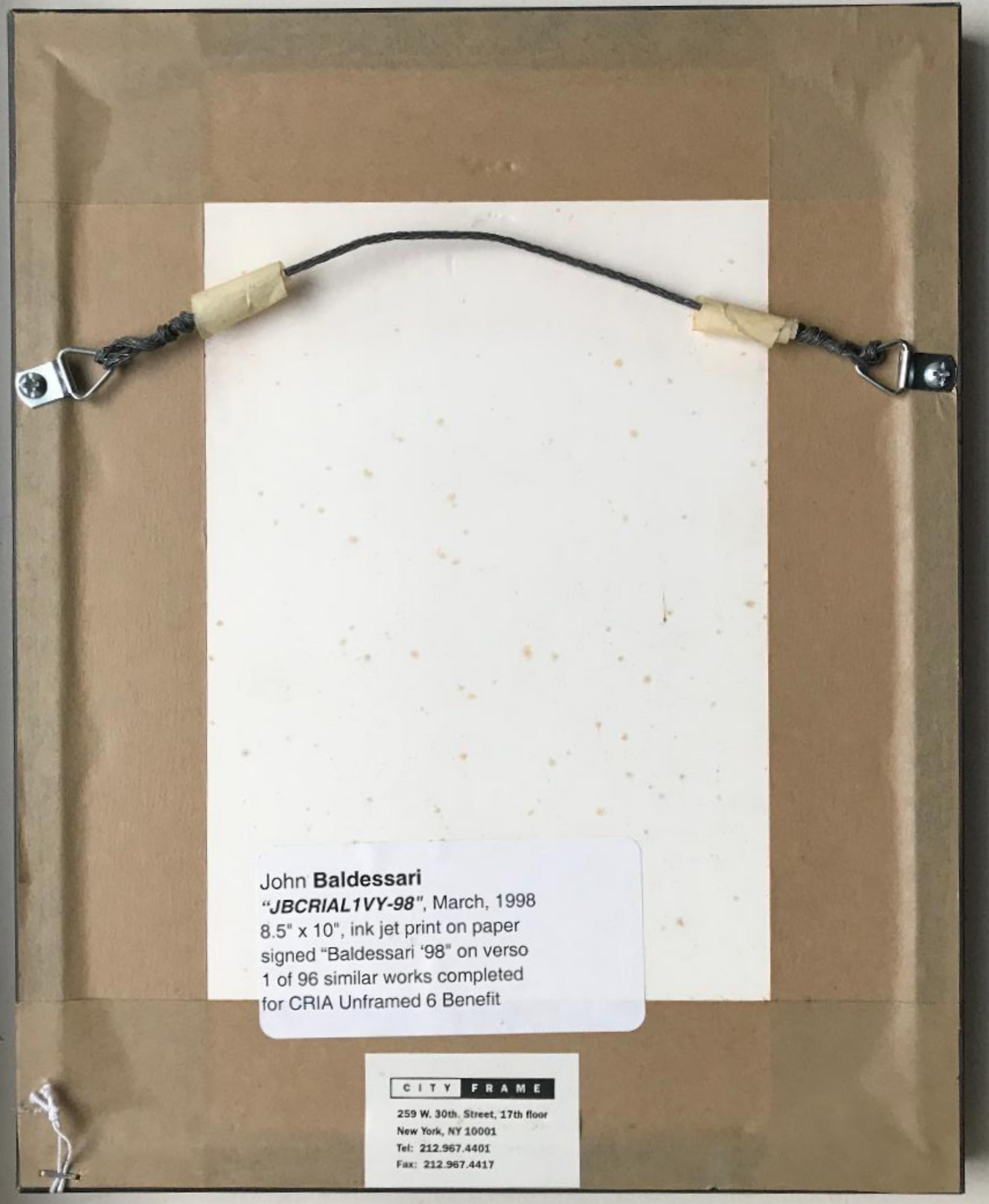 JBCRIAL1VY-98, famed print for ACRIA series, Hand signed, Unique variant, Framed - Purple Still-Life Print by John Baldessari