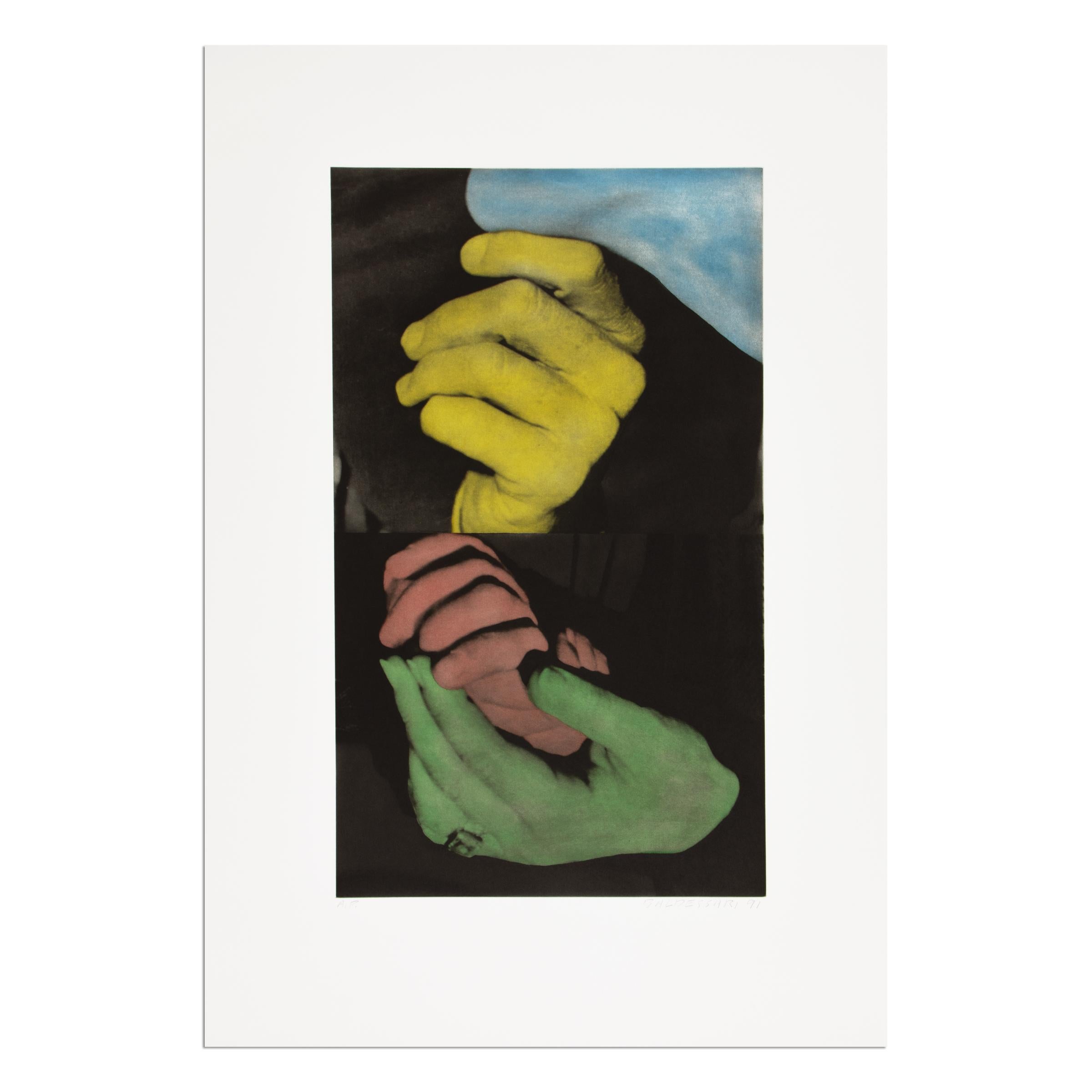John Baldessari, Mano e mento (con mani intrecciate) - Stampa firmata