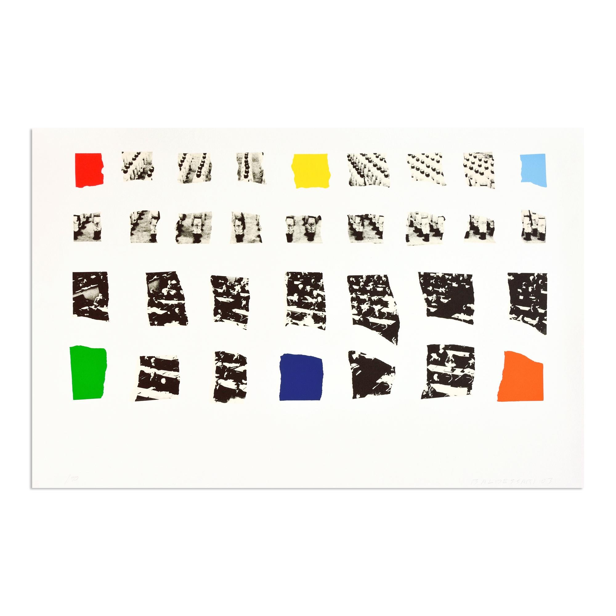 John Baldessari (American, 1931-2020)
Two Assemblages (with R, O, Y, G, B, V Opaque), 2003
Medium: Lithograph and screen print on vellum
Dimensions: 61.6 x 91.5 cm
Edition of 50: Hand signed, numbered and dated
Condition: Excellent