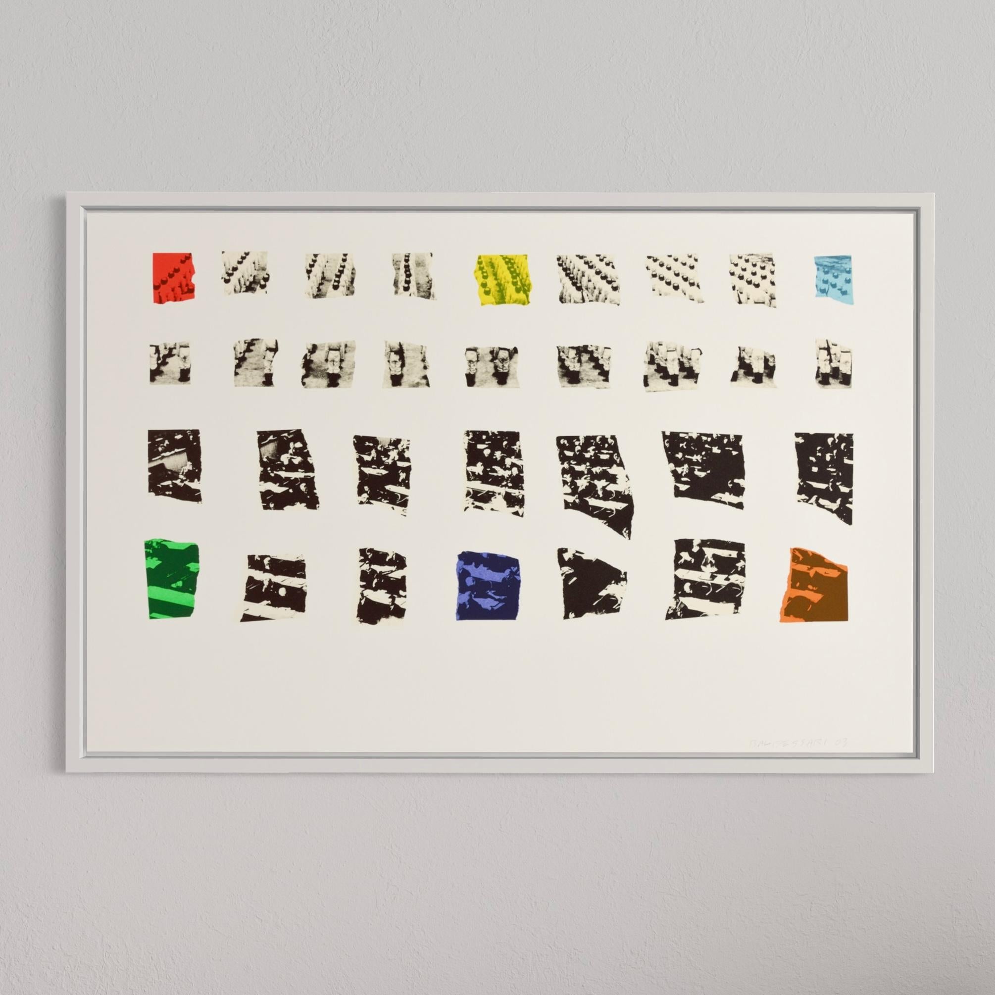 John Baldessari (American, 1931-2020)
Two Assemblages (with R, O, Y, G, B, V Transparent), 2003
Medium: Lithograph and screen print on vellum
Dimensions: 61.6 x 91.5 cm
Edition of 50: Hand-signed, numbered and dated
Condition: Excellent