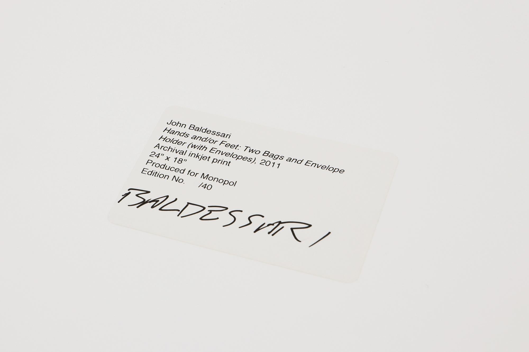 John Baldessari, Two Bags and Envelope Holder - Conceptual Art, Signed Print For Sale 6