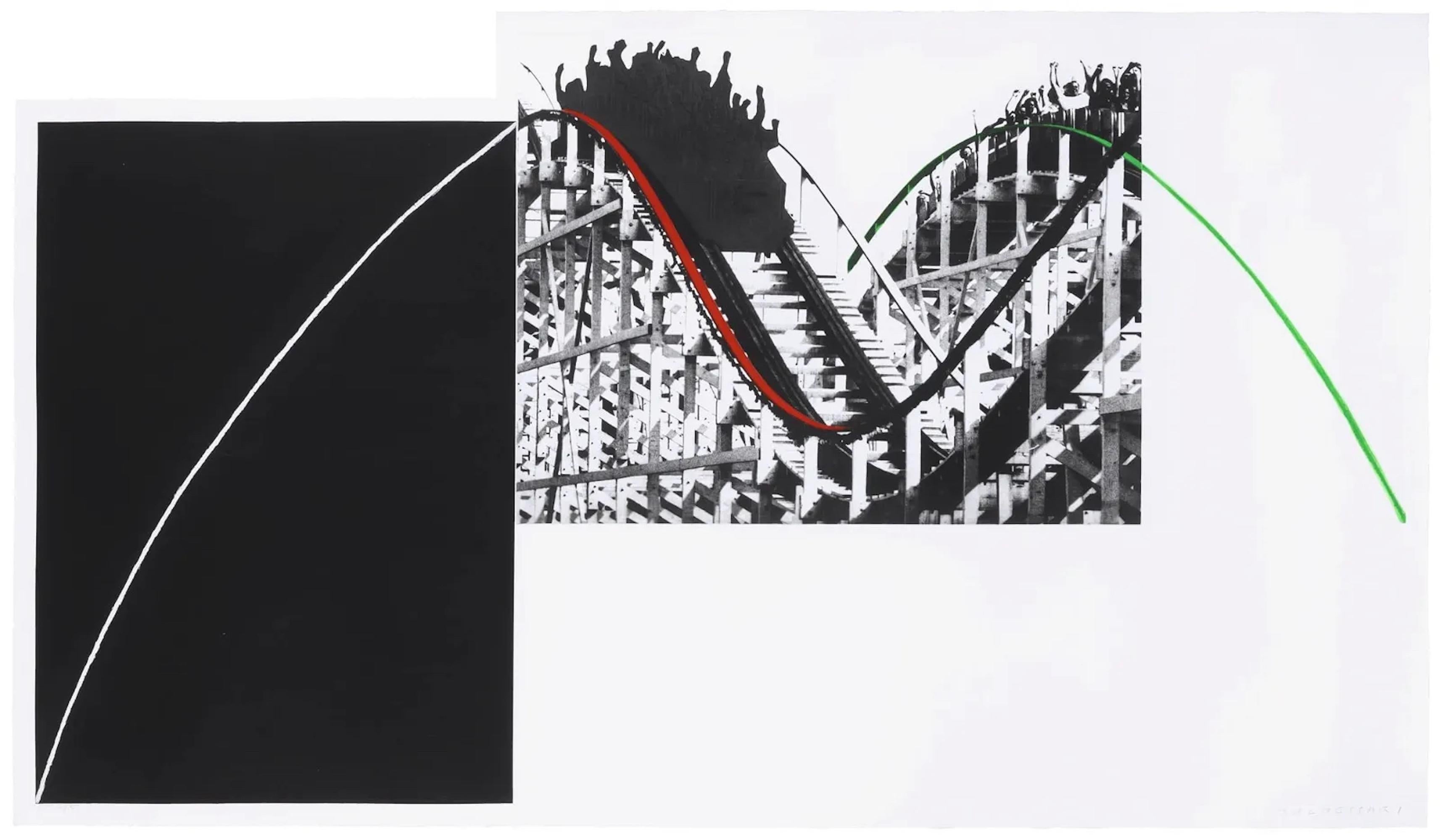 John Baldessari
Rollercoaster
1989-90
Color aquatint and photogravure on Somerset paper
38 3/4 x 67 1/4 in.
P.P. (Printer
s Proof)
Pencil signed and numbered