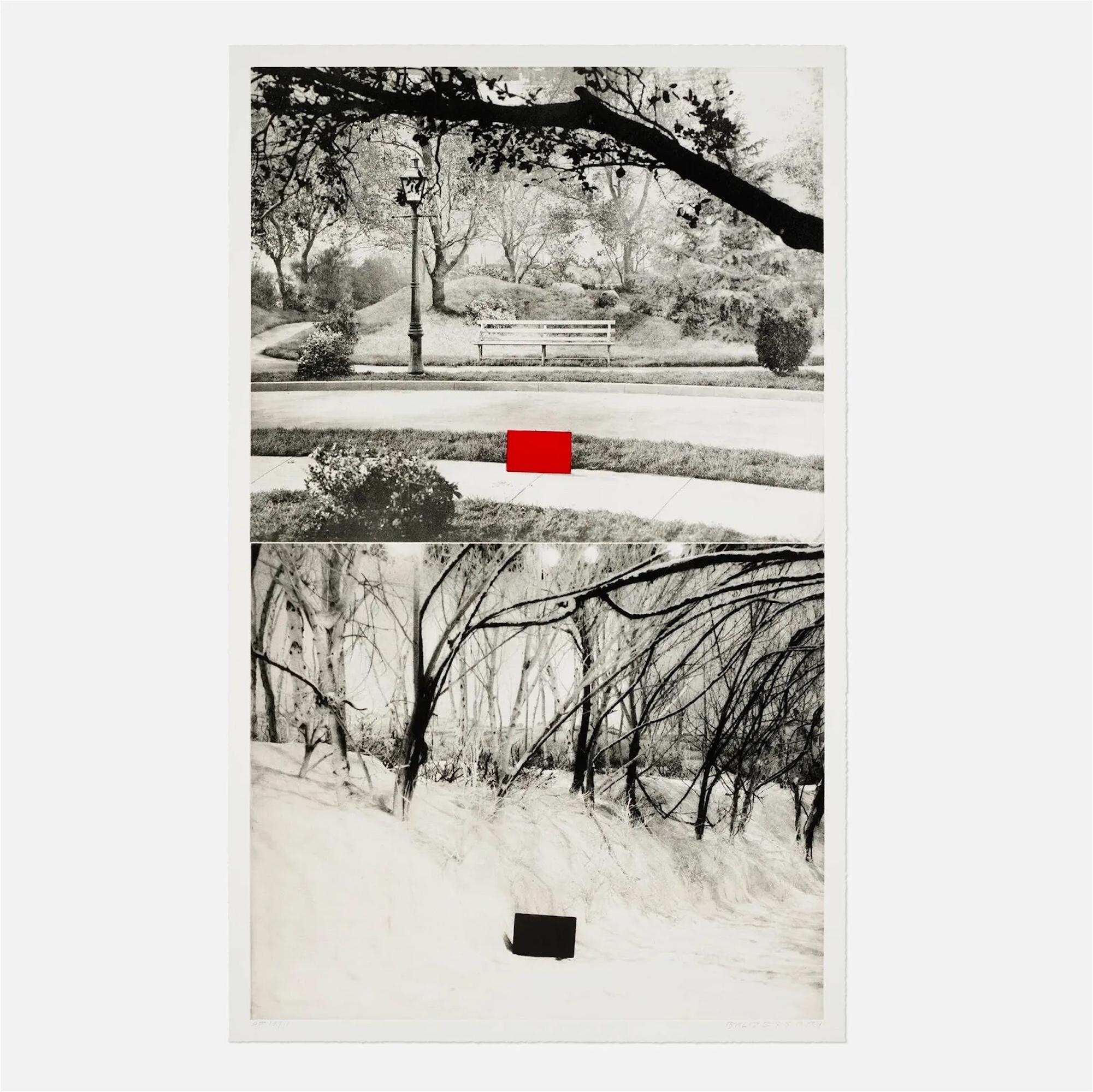 John Baldessari (June 17, 1931 - January 2, 2020, American)
Two Sets (One with Bench)
1989-1990
Photogravure with aquatint
47 3/8 29 5/8 in.
Artist
s Proof (A.P)
Pencil signed and numbered

A pioneering force in Conceptual art, John Baldessari