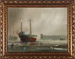 John Bampfield (nato nel 1947) - Olio contemporaneo incorniciato, Porto