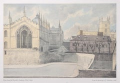 Lithographie du New College, Vue de la Master''s Lodgings par John Malchair