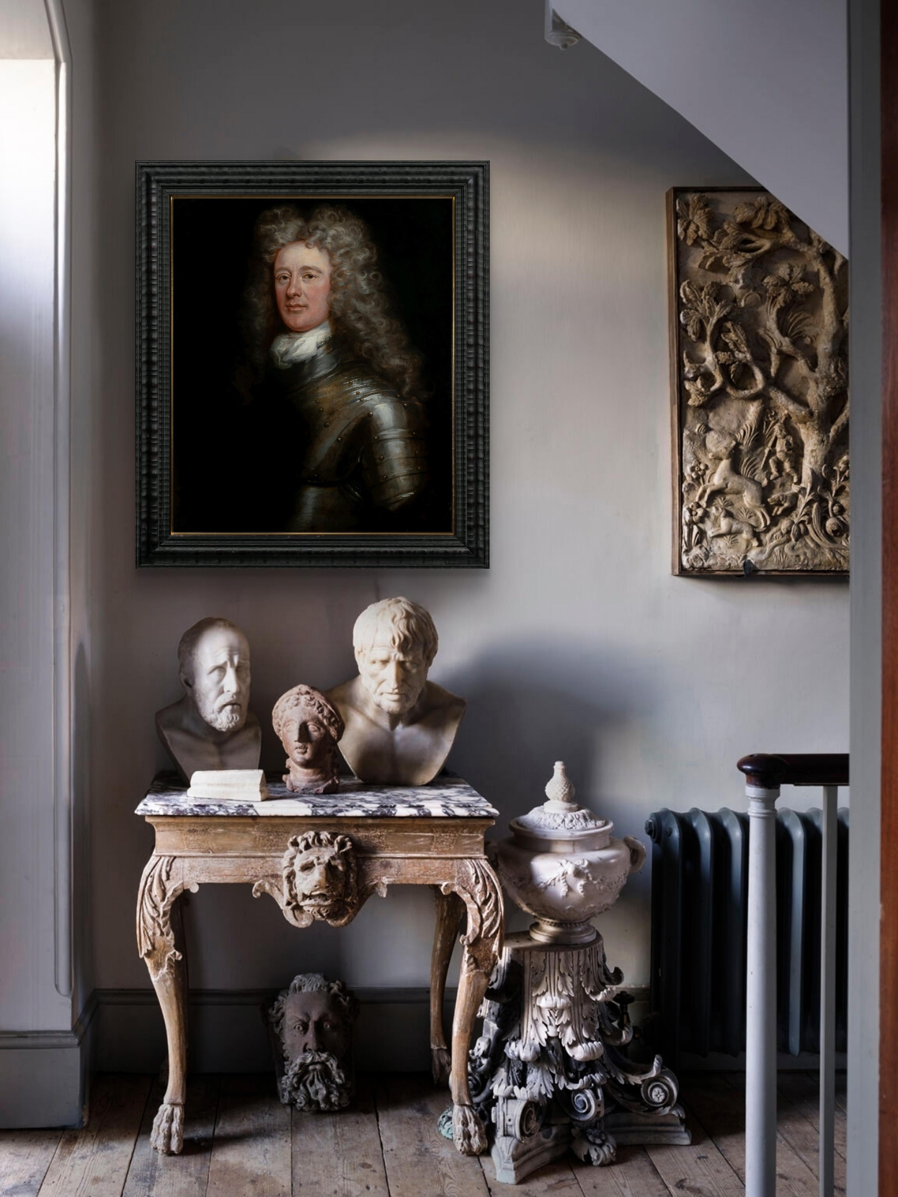 Ritratto di gentiluomo, David Erskine, 13° Laird of Dun, con indosso un'armatura c.1700 - Art Antichi maestri di John Baptiste de Medina