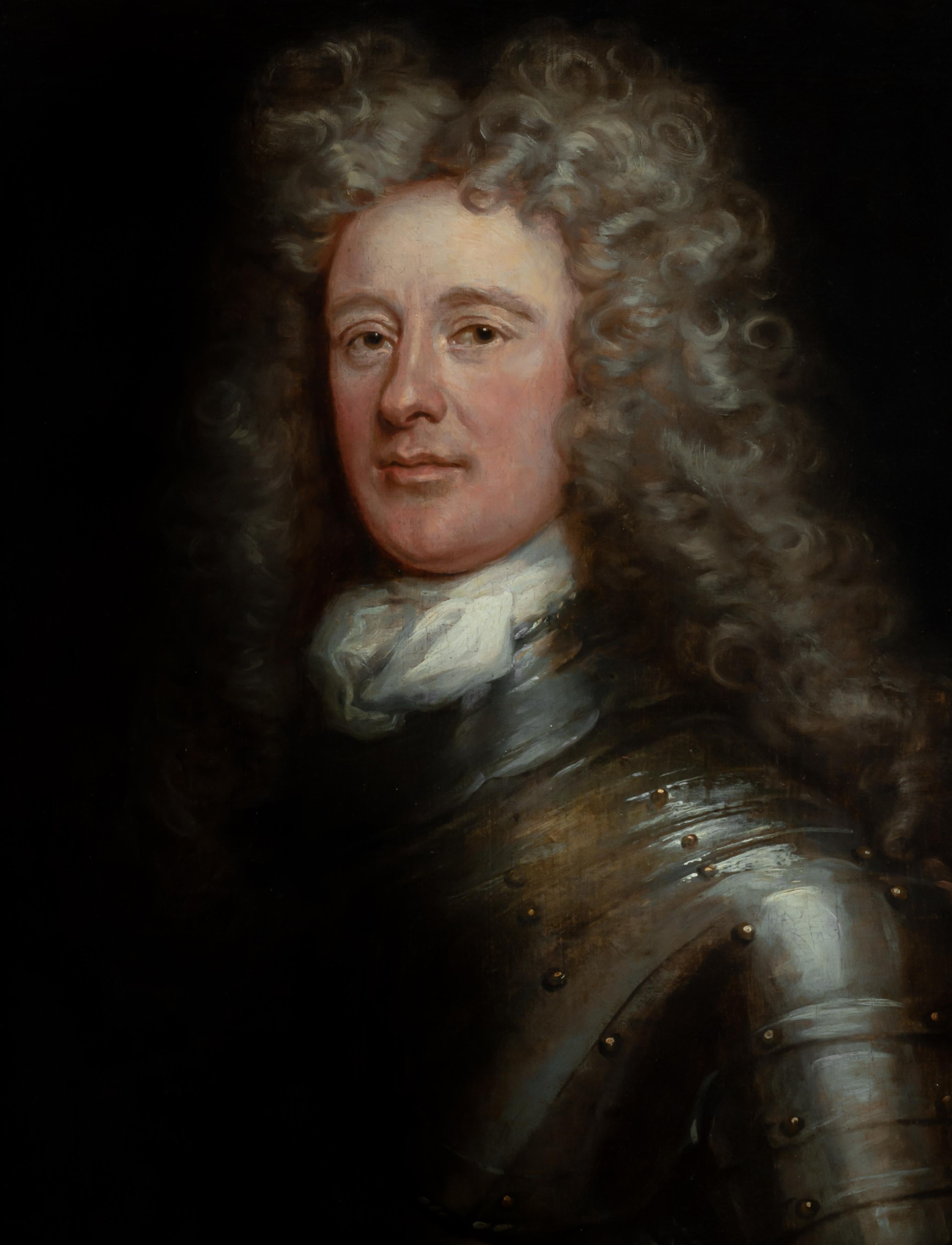 Ritratto di gentiluomo, David Erskine, 13° Laird of Dun, con indosso un'armatura c.1700 in vendita 2