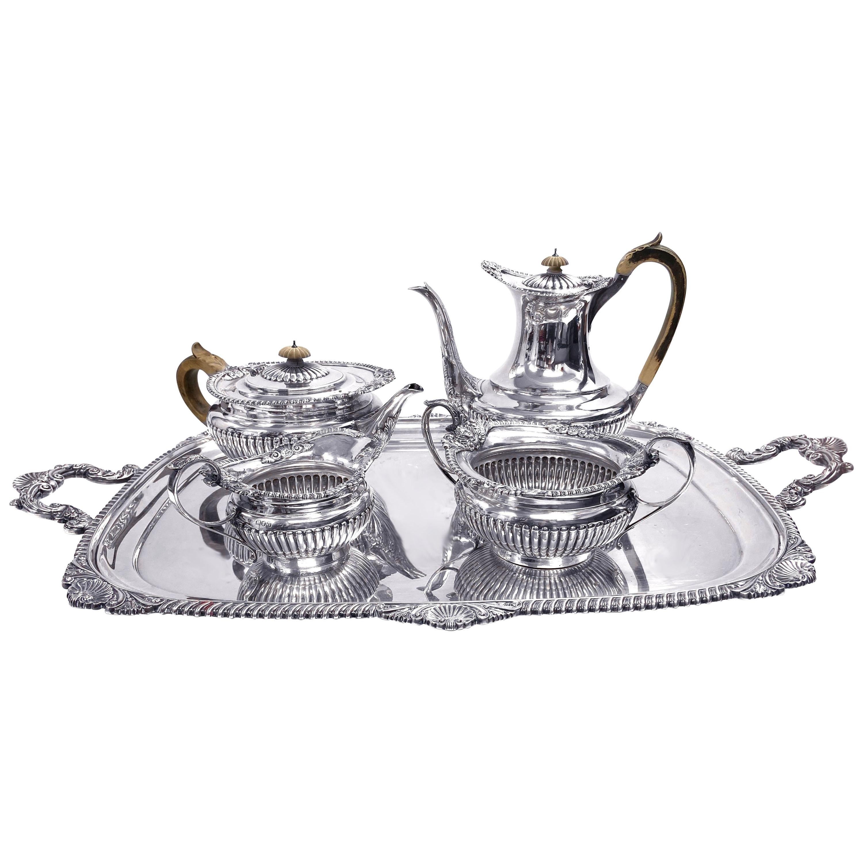 John Barnard & Son English Sterling Silver Tea and Coffee Set, London, 1898