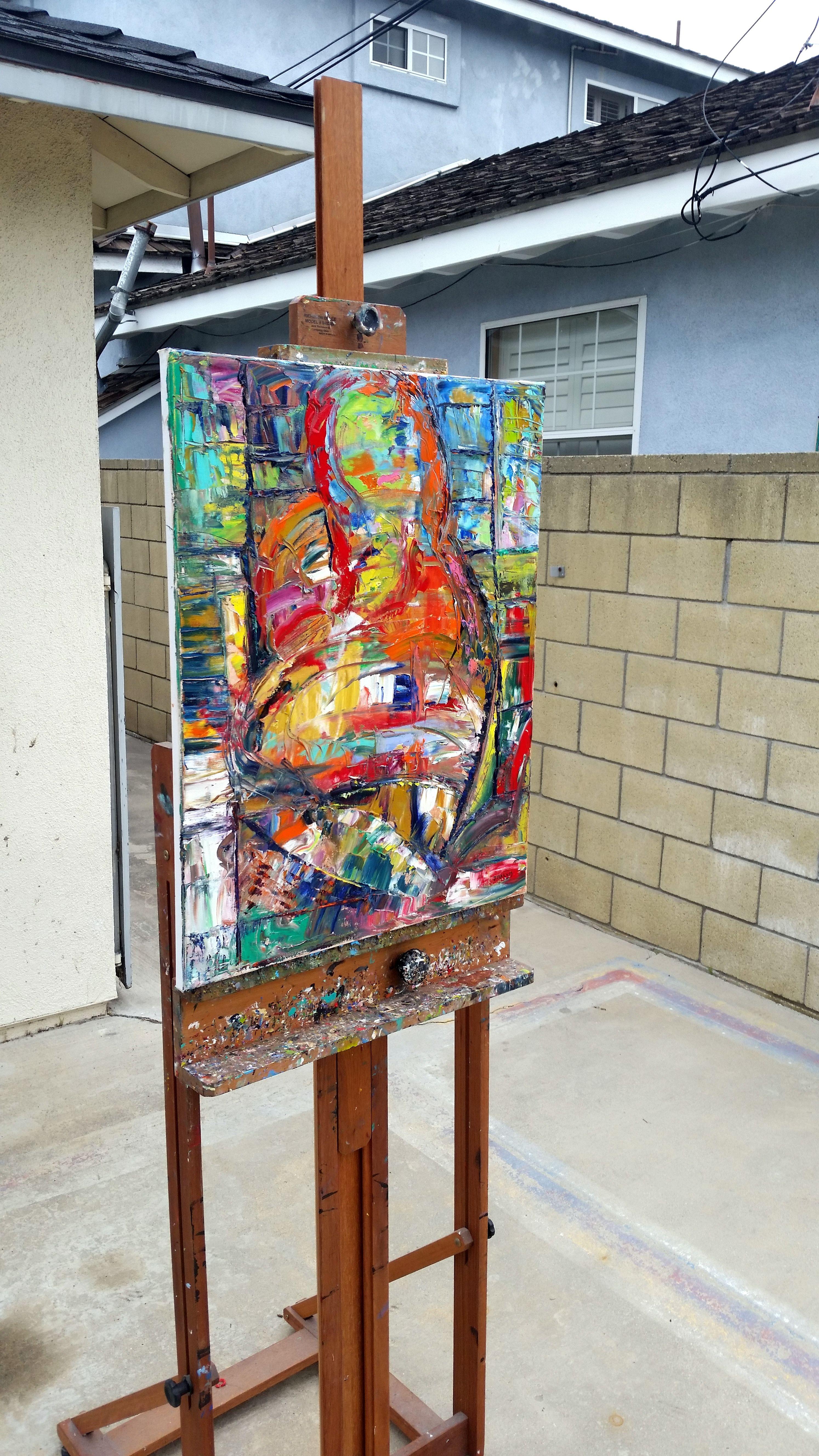 Becoming, Painting, Oil on Canvas - Brown Abstract Painting by John Barney