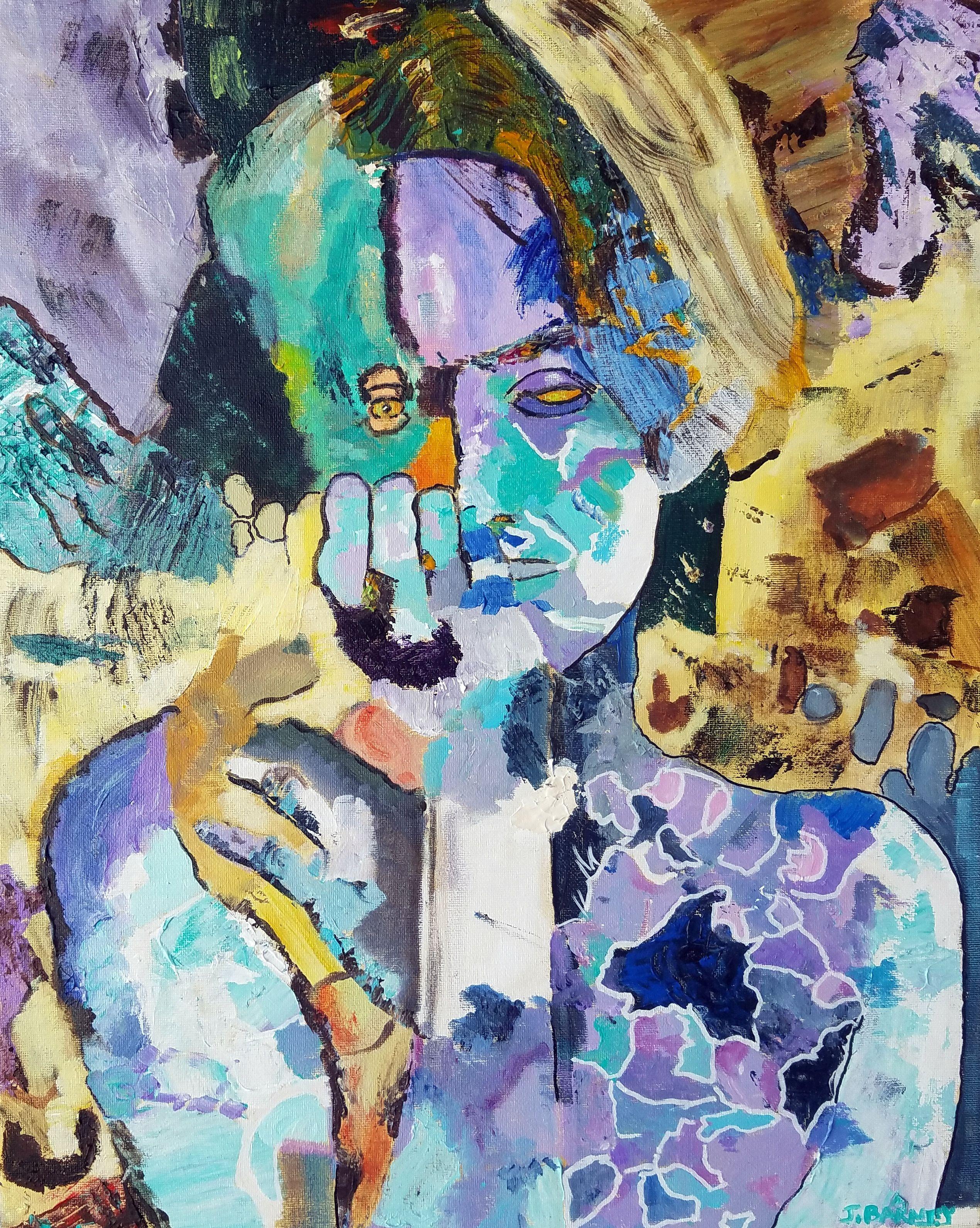 Abstract Painting de John Barney - Roto, Pintura, Acrílico sobre lienzo