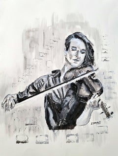 Violine Fantasie, Gemälde, Acryl auf Papier