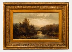 John Barrett (1822-1893) - Framed Oil, Old Stone Bridge near Barnstaple
