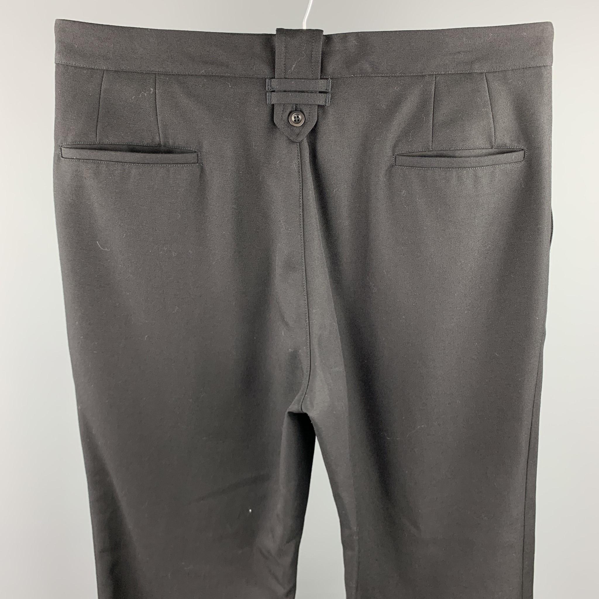 JOHN BARRITT Size 36 Black Wool Button Fly Dress Pants In Excellent Condition In San Francisco, CA