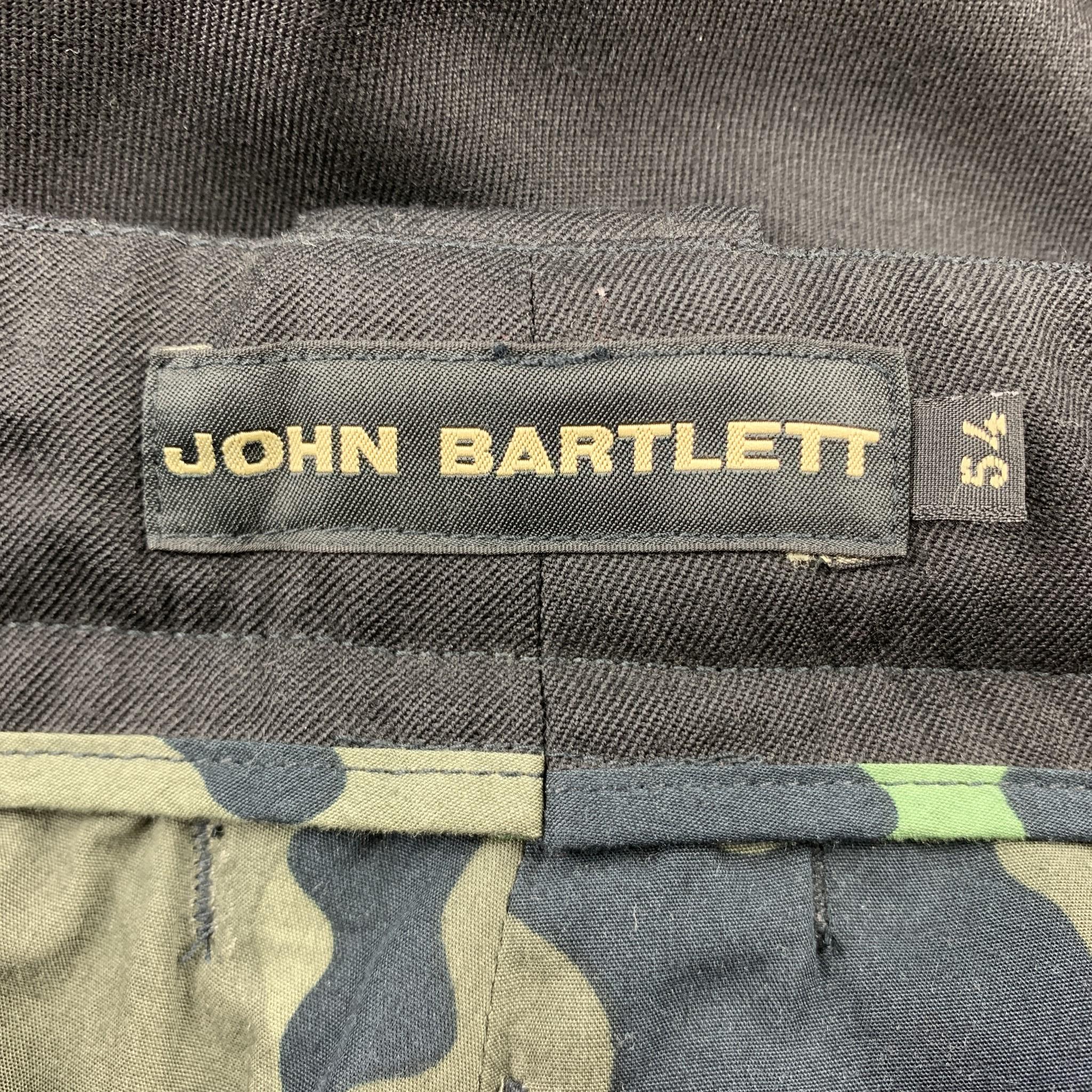 Men's JOHN BARRITT Size 36 Black Wool Button Fly Dress Pants