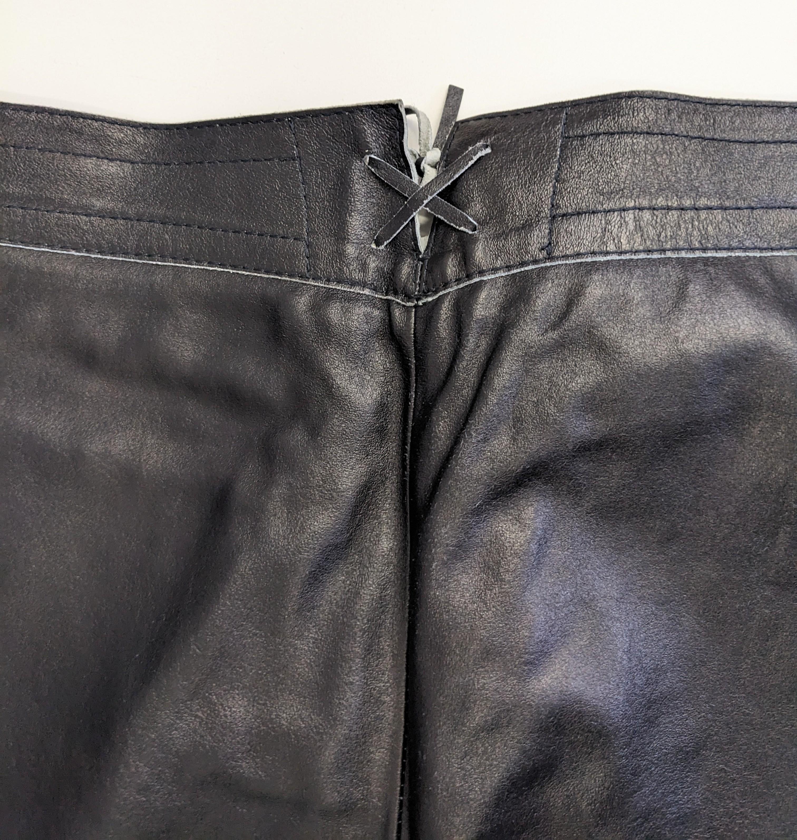 John Bartlett Deep Eggplant Leather Jeans For Sale 5