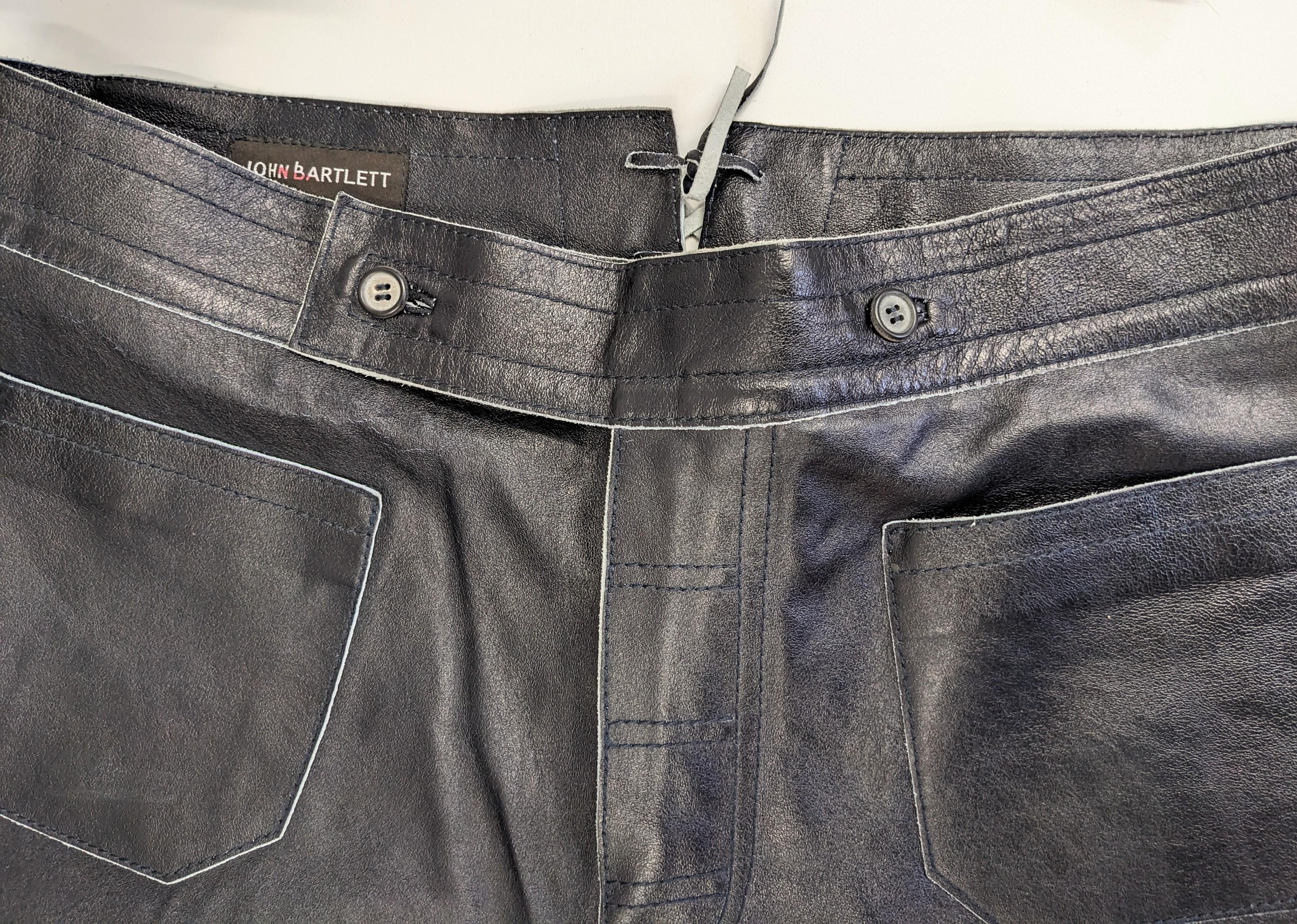 John Bartlett Deep Eggplant Leather Jeans For Sale 7