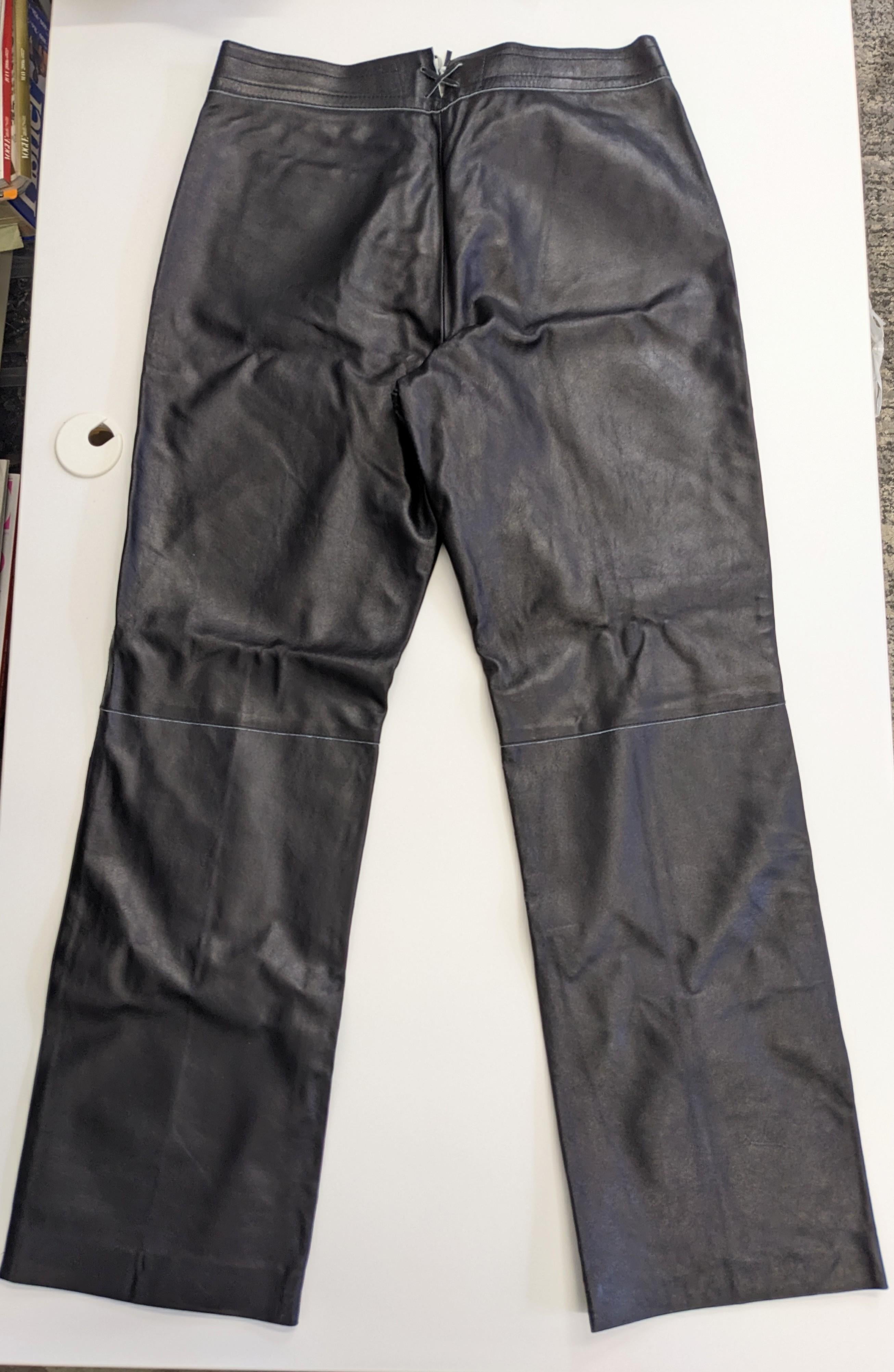 John Bartlett Deep Eggplant Leather Jeans For Sale 1