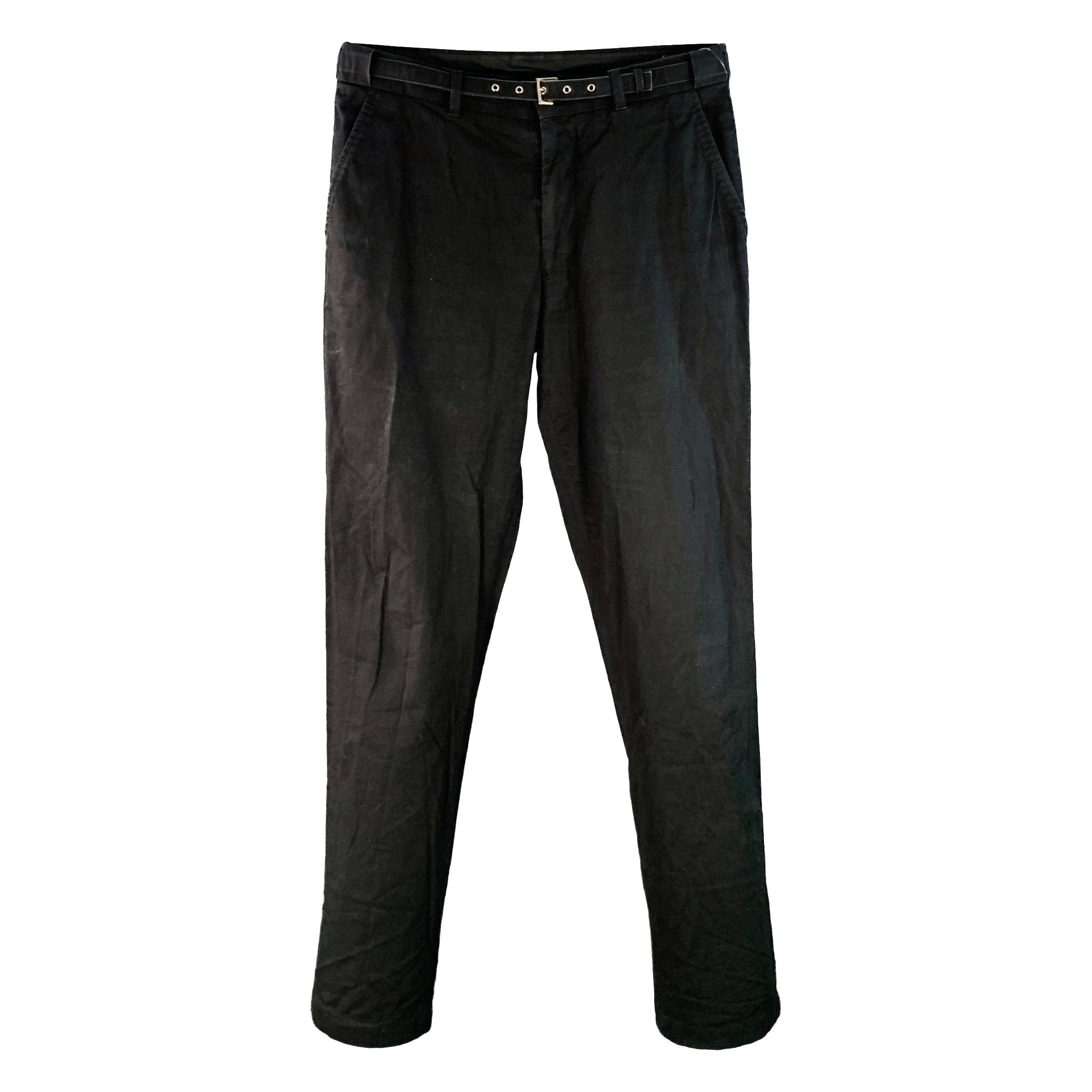 JOHN BARTLETT Size 30 Black Cotton Blend Belted Harness Casual Pants en vente