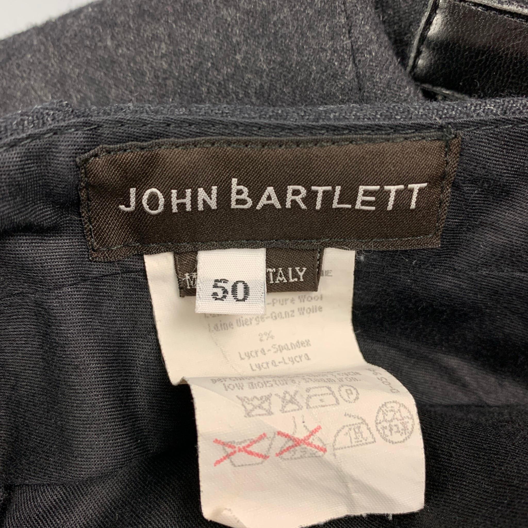 JOHN BARTLETT Size 34 Charcoal Wool / Lycra Flat Front Dress Pants In Good Condition In San Francisco, CA