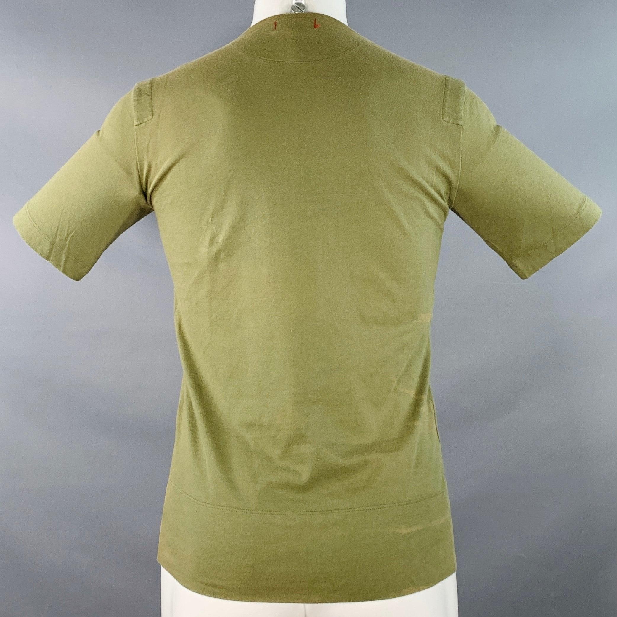 JOHN BARTLETT T-Shirt mit Rundhalsausschnitt, Größe 38, grün, oliv, Baumwolle im Zustand „Gut“ im Angebot in San Francisco, CA