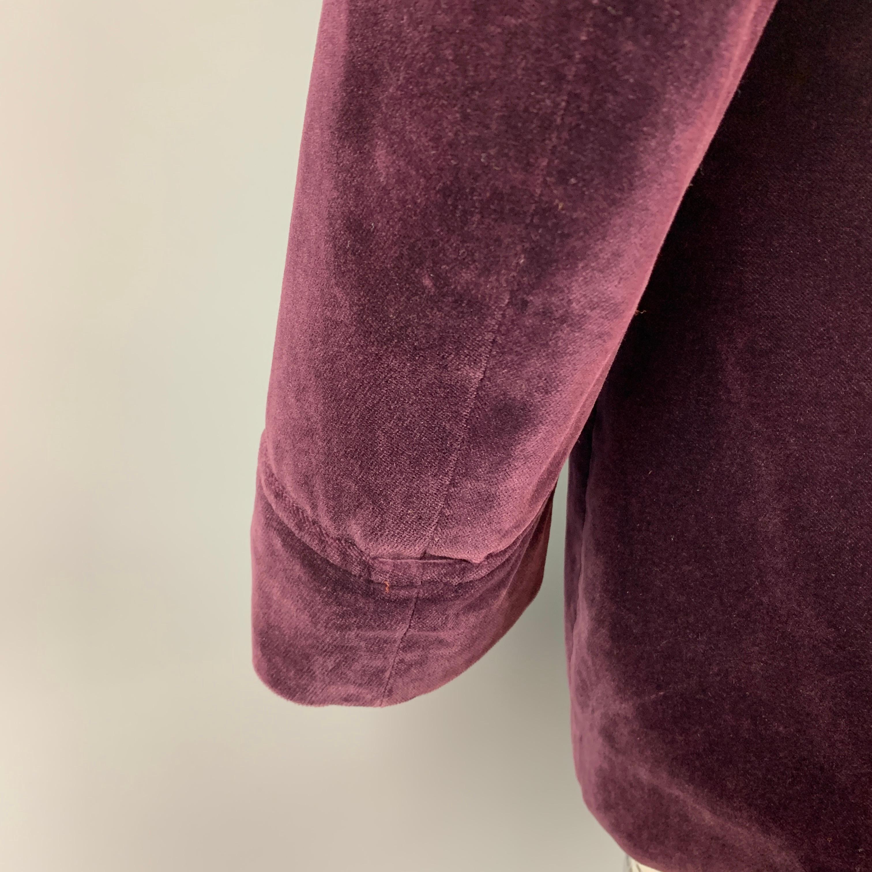JOHN BARTLETT Size 42 Purple Stitched Cotton Notch Lapel Sport Coat In Good Condition In San Francisco, CA