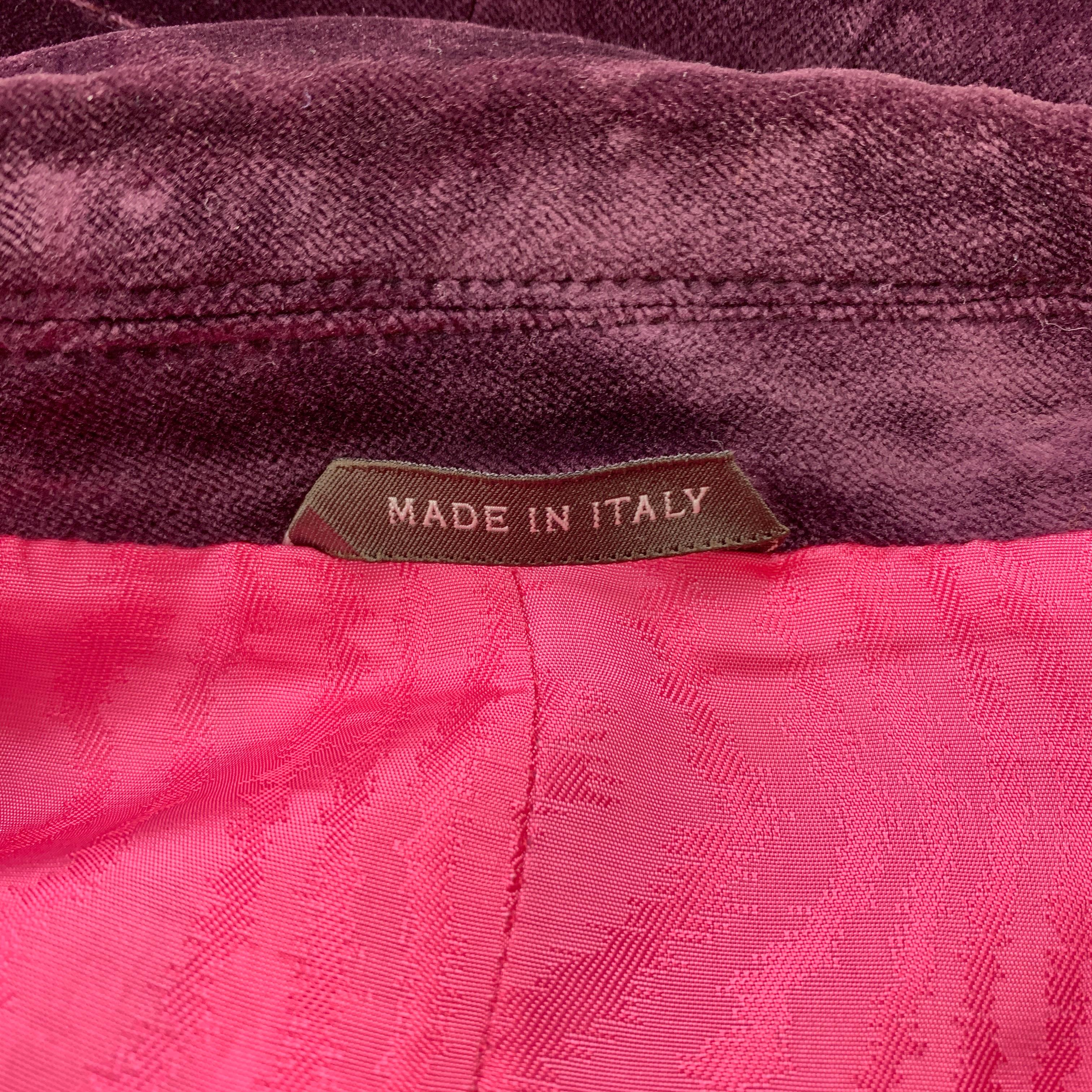 JOHN BARTLETT Size 42 Purple Stitched Cotton Notch Lapel Sport Coat 1
