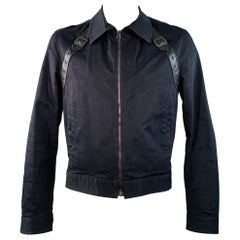 JOHN BARTLETT Size 44 Black Cotton Blend Twill Harness Zip Up Jacket