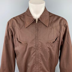 JOHN BARTLETT Size L Brown Cotton / Nylon Zip Up Jacket