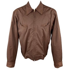 JOHN BARTLETT - Veste à fermeture éclair en coton et nylon marron, taille L