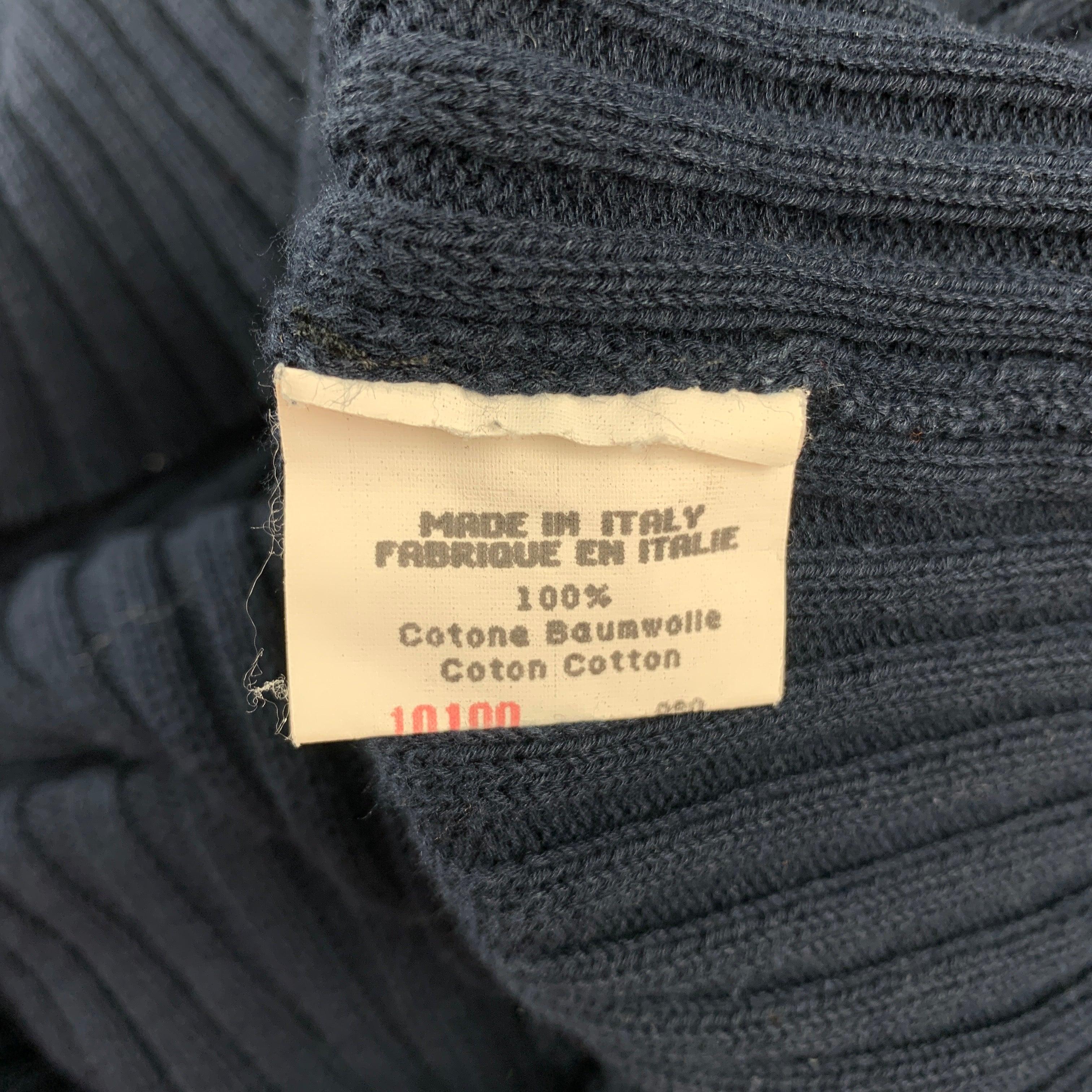Men's JOHN BARTLETT Size XL Navy Knitted Cotton V-Neck Pullover For Sale
