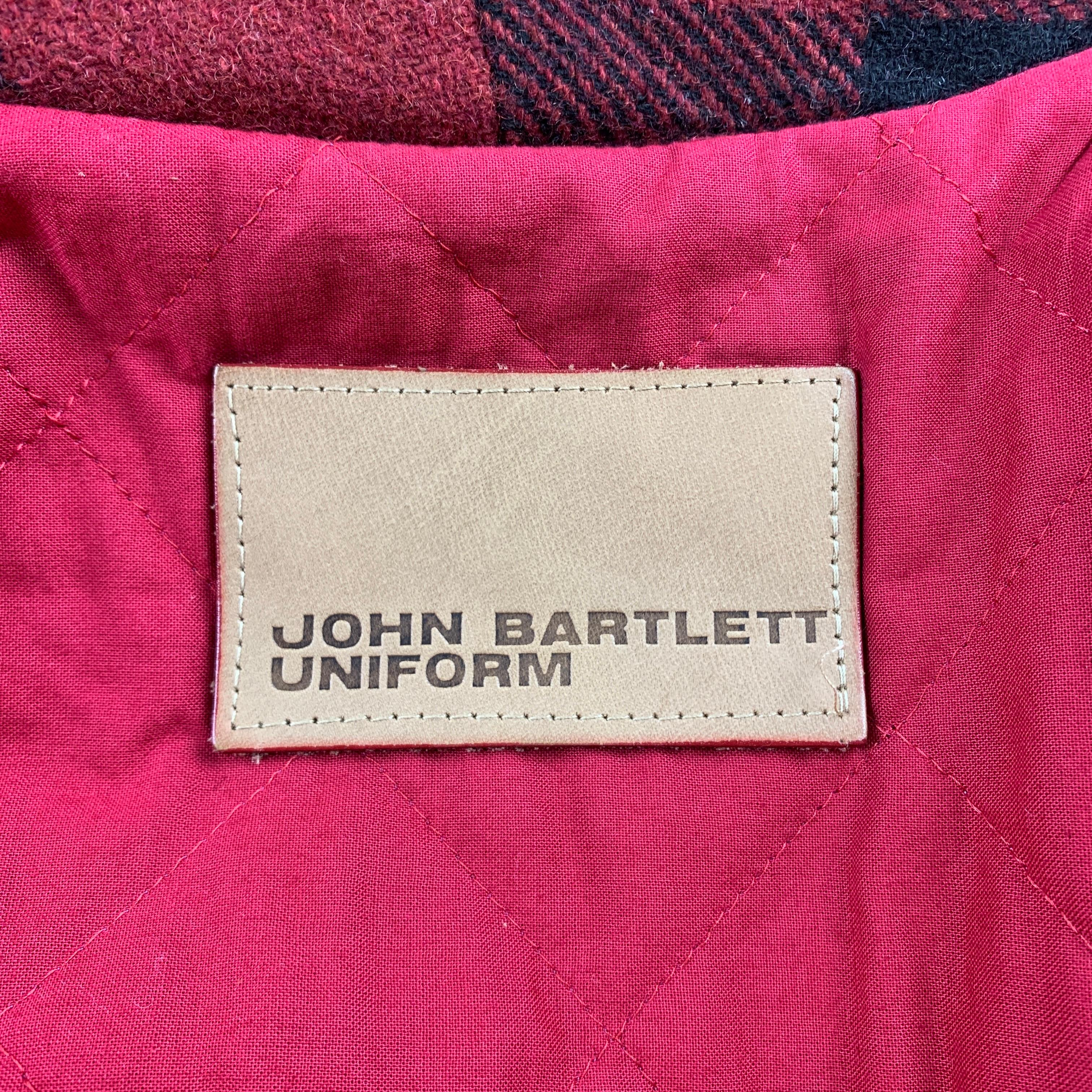 JOHN BARTLETT Uniform Size 40 Red & Black Plaid Wool Blend Zip Up Jacket 2