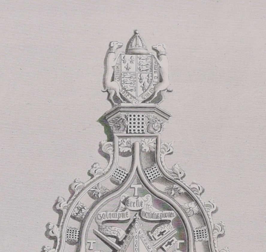 Chimney Piece in the Bishop Palace at Exeter (1797), engraving by James Basire - Print by John Basire