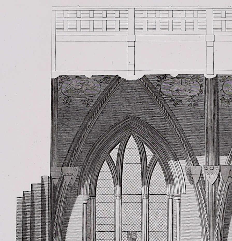 Architectural Details of St Albans Cathedral (1810), engraving by James Basire - Print by John Basire