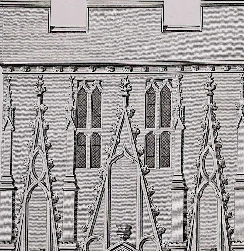 Architecture Fragments of St Albans Cathedral (1810), engraving by James Basire - Print by John Basire