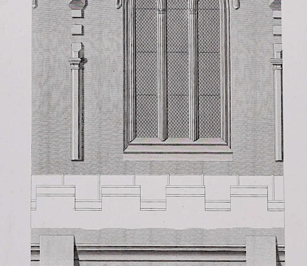 Design fragments of St Albans Cathedral (1810), engraving by James Basire - Realist Print by John Basire