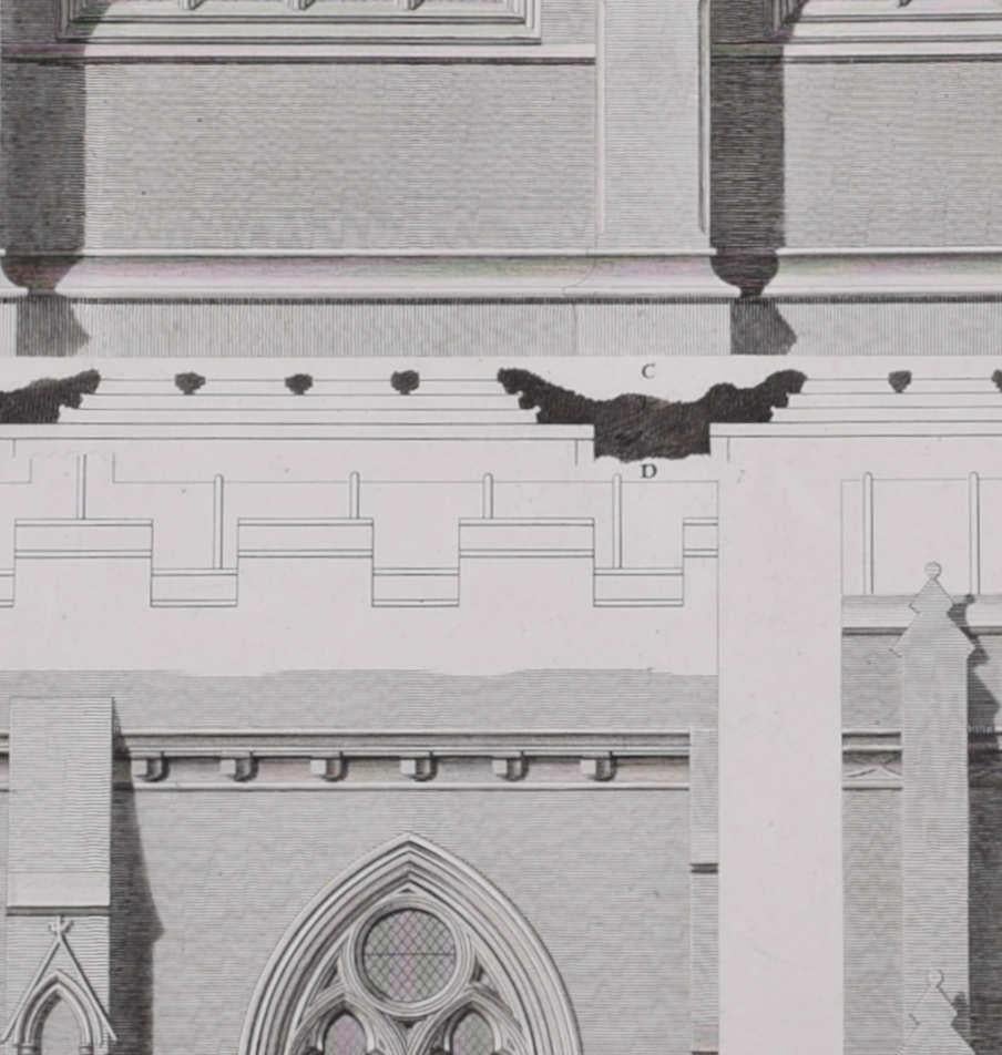 Designfragment der Kathedrale von St. Albans (1810), Gravur von James Basire (Realismus), Print, von John Basire