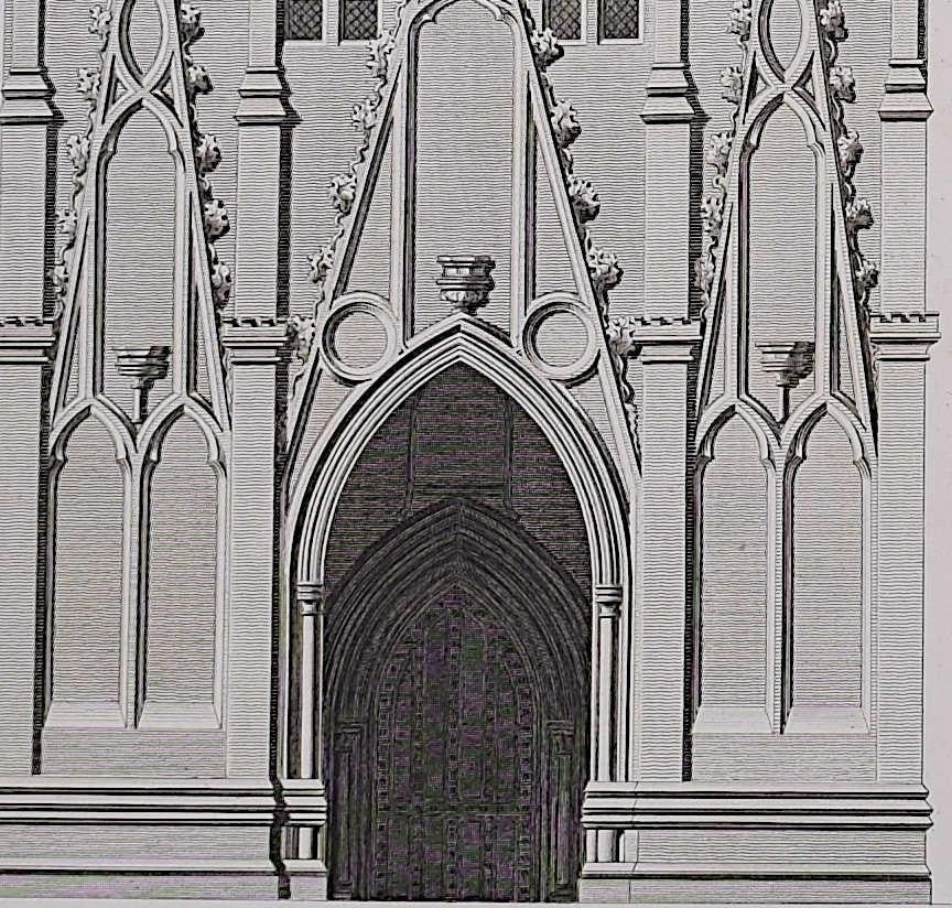 Architecture Fragments of St Albans Cathedral (1810), engraving by James Basire - Gray Landscape Print by John Basire