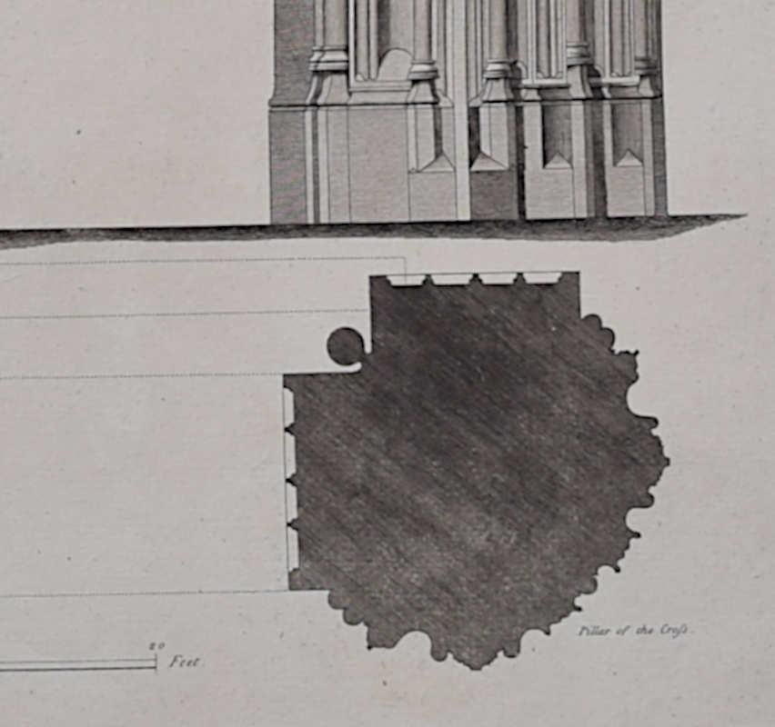 Plan of the Rood Loft in St George's Chapel (1790), engraving by James Basire - Gray Landscape Print by John Basire