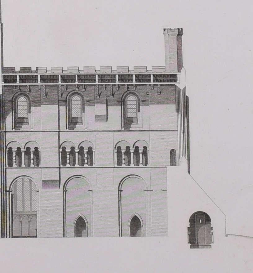 St Albans Cathedral (1810), engraving by James Basire - Gray Landscape Print by John Basire