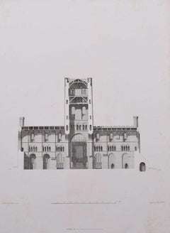 Antique St Albans Cathedral (1810), engraving by James Basire