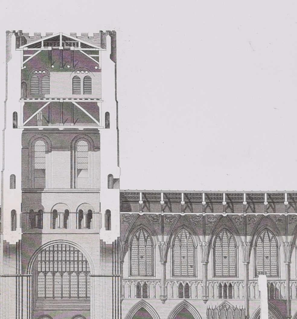 St. Albans-Kathedrale (1810), Kupferstich von James Basire – Print von John Basire