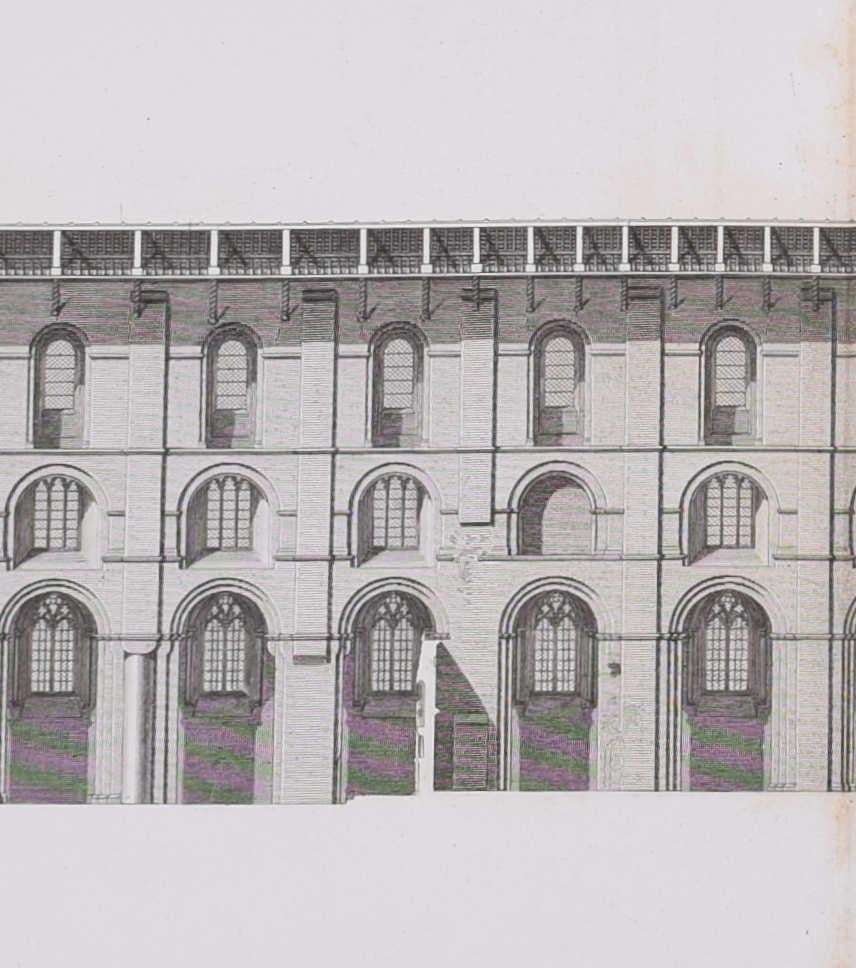 St. Albans-Kathedrale (1810), Kupferstich von James Basire (Realismus), Print, von John Basire